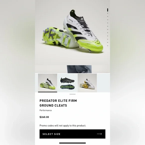 PRICE FIRM Adidas Predator Elite Firm Ground Soccer Cleats (Men’s Size 9) - Picture 9 of 9